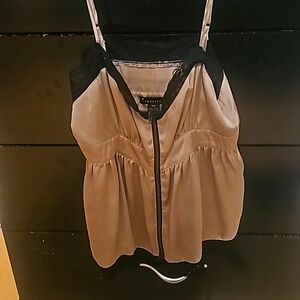 Silk blouse with black lace